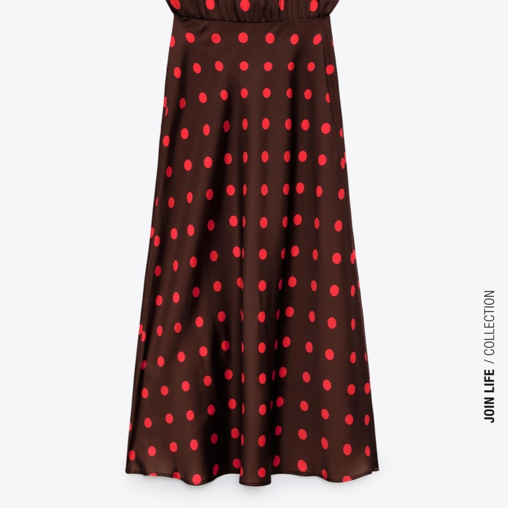 Zara Polka Dot Dress Black Red - Picture 11 of 13